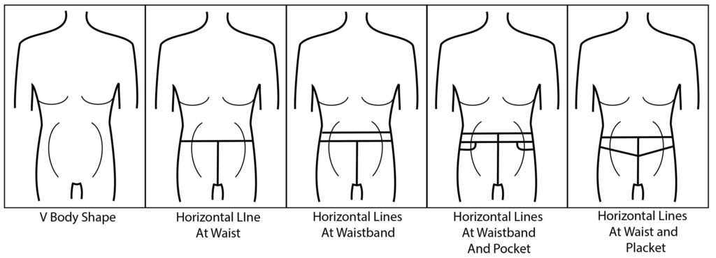 Horizontal Line Placement V Body Shape With Belly