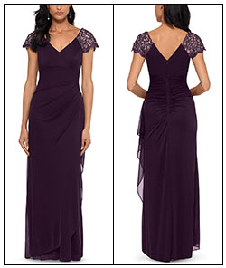 Analyze Design Lines - Xscape Lace Sleeve Chiffon Dress