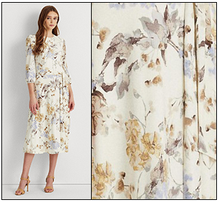 Analyze Prints -- Ralph Lauren Floral Balloon-Sleeve Dress