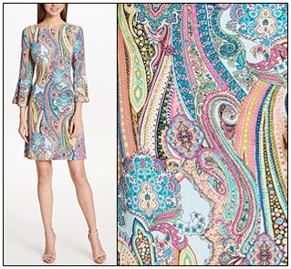 Analyze Prints -- Tommy Hilfiger Printed Jersey-Bell Sleeve A-Line Dress